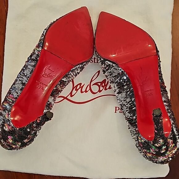 Christian Louboutin Pigalle Follies 100 Reversable Sequin Pointed Pumps 39.5 - Picture 9 of 12